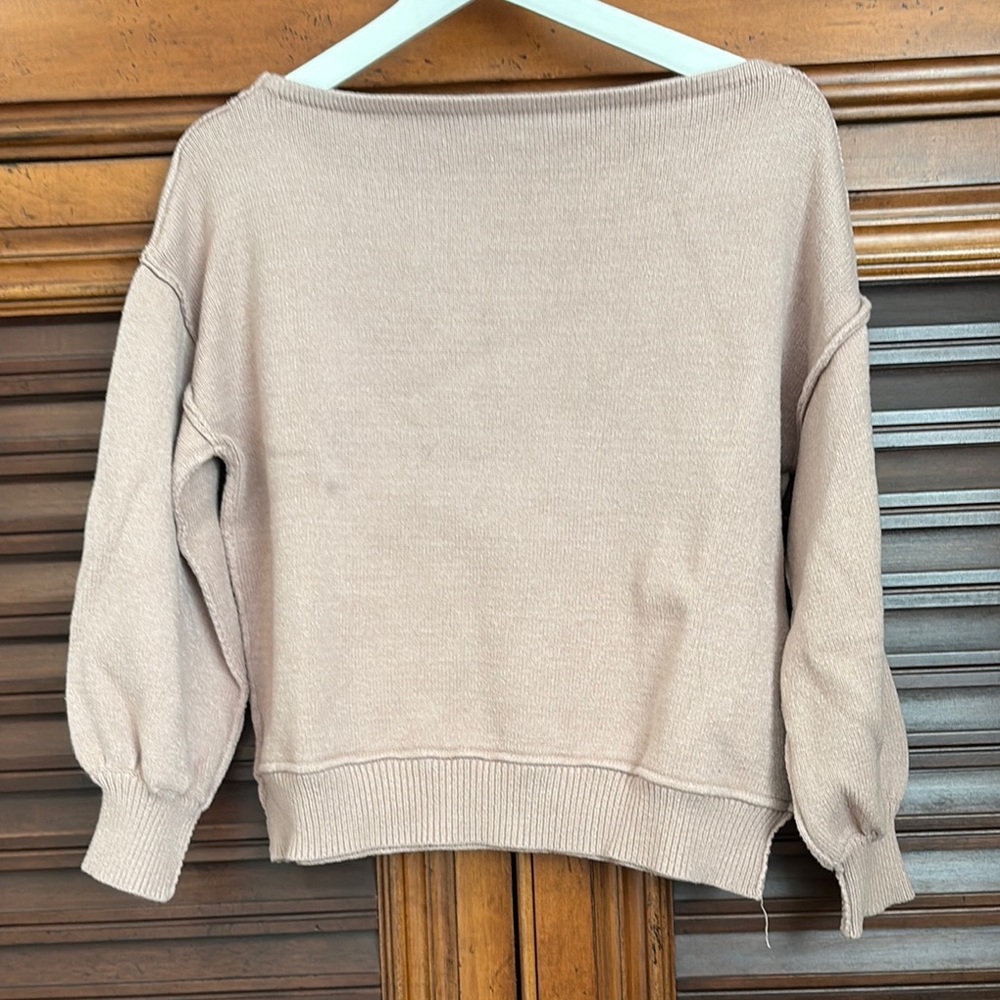 Miracle Tan Off-the-Shoulder Sweater Soft Knit Relaxed Fit